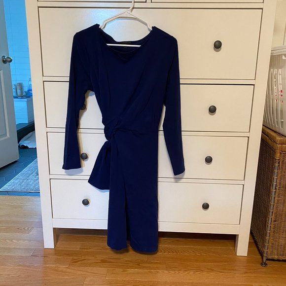 J.Crew Drapey tie-waist dress in dark ink, size Small - Picture 4 of 6